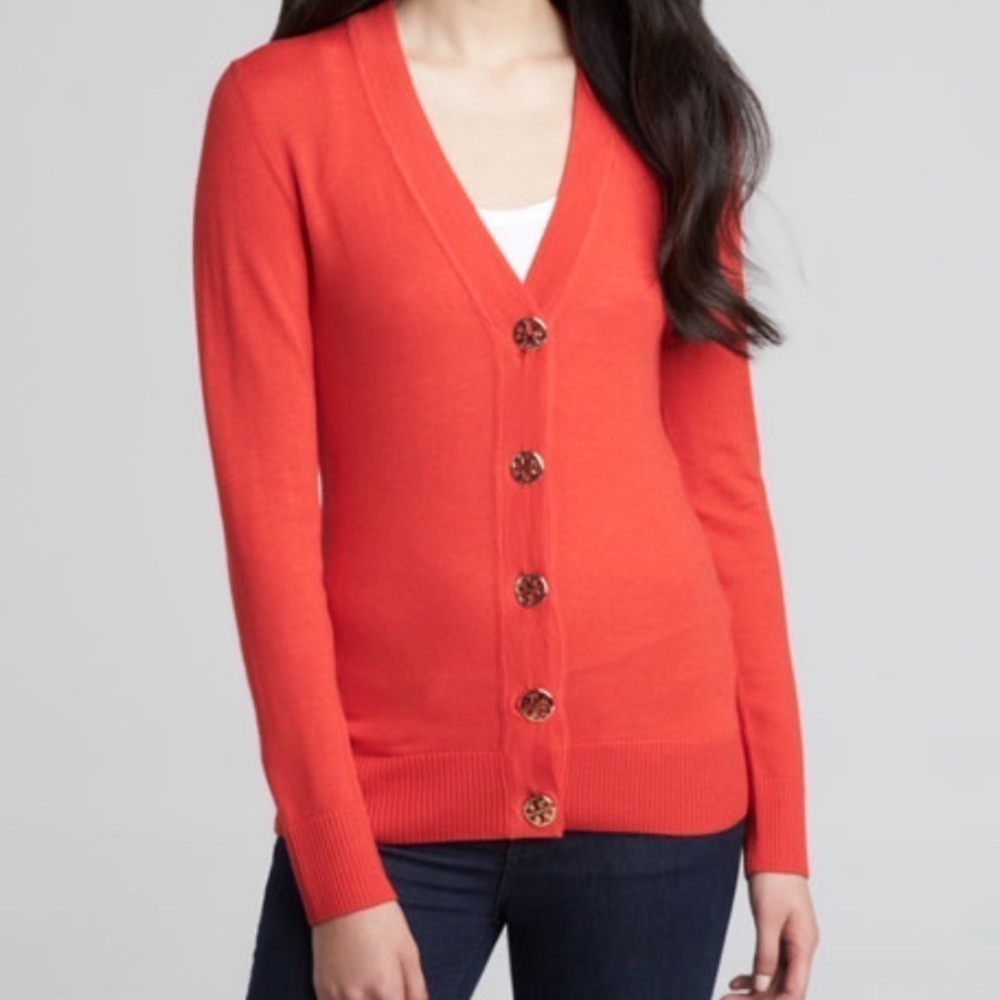 LOFT Cardigan Buttons Orange Size M